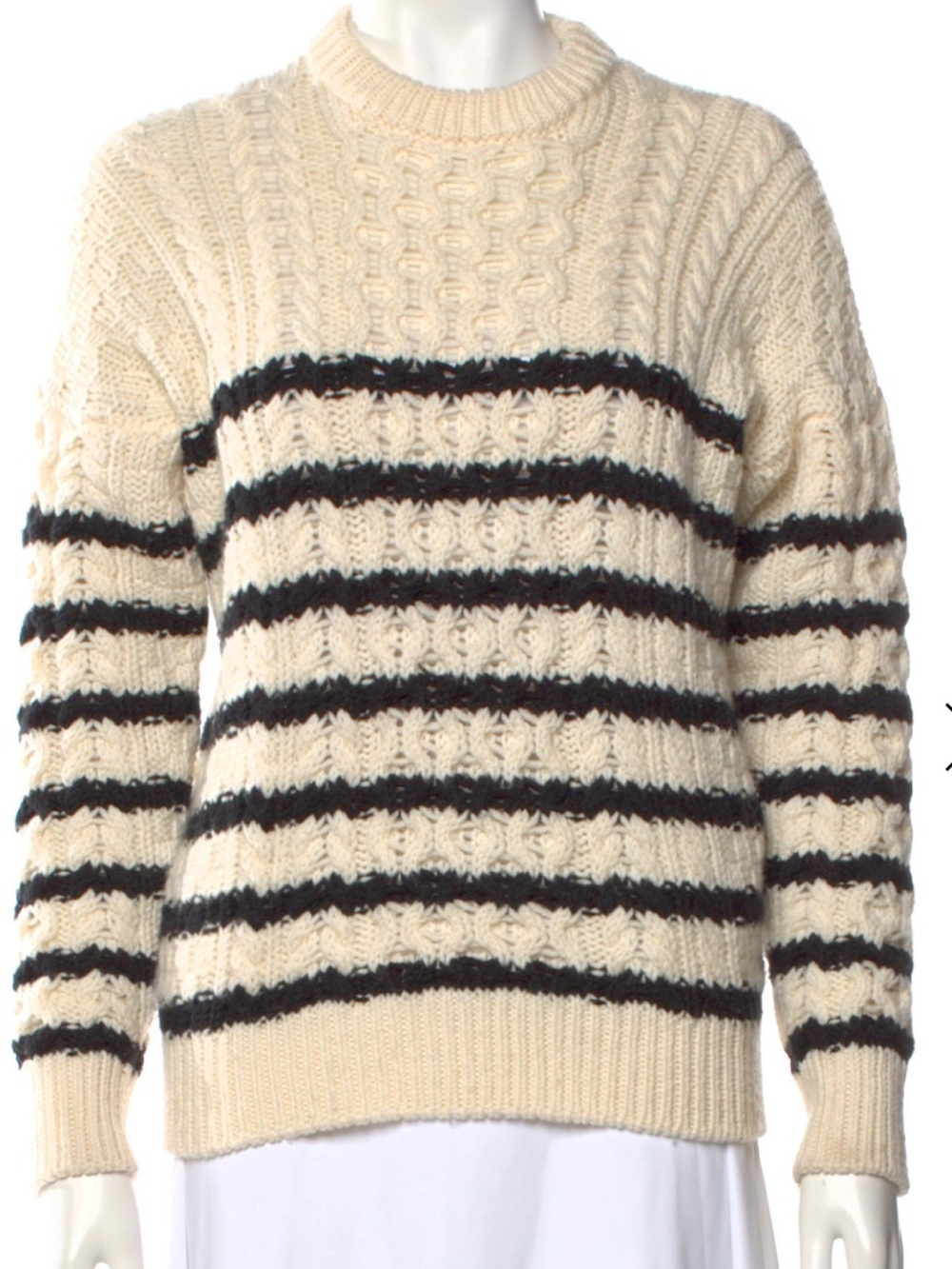 Loewe Cream and Black Striped Wool Sweater